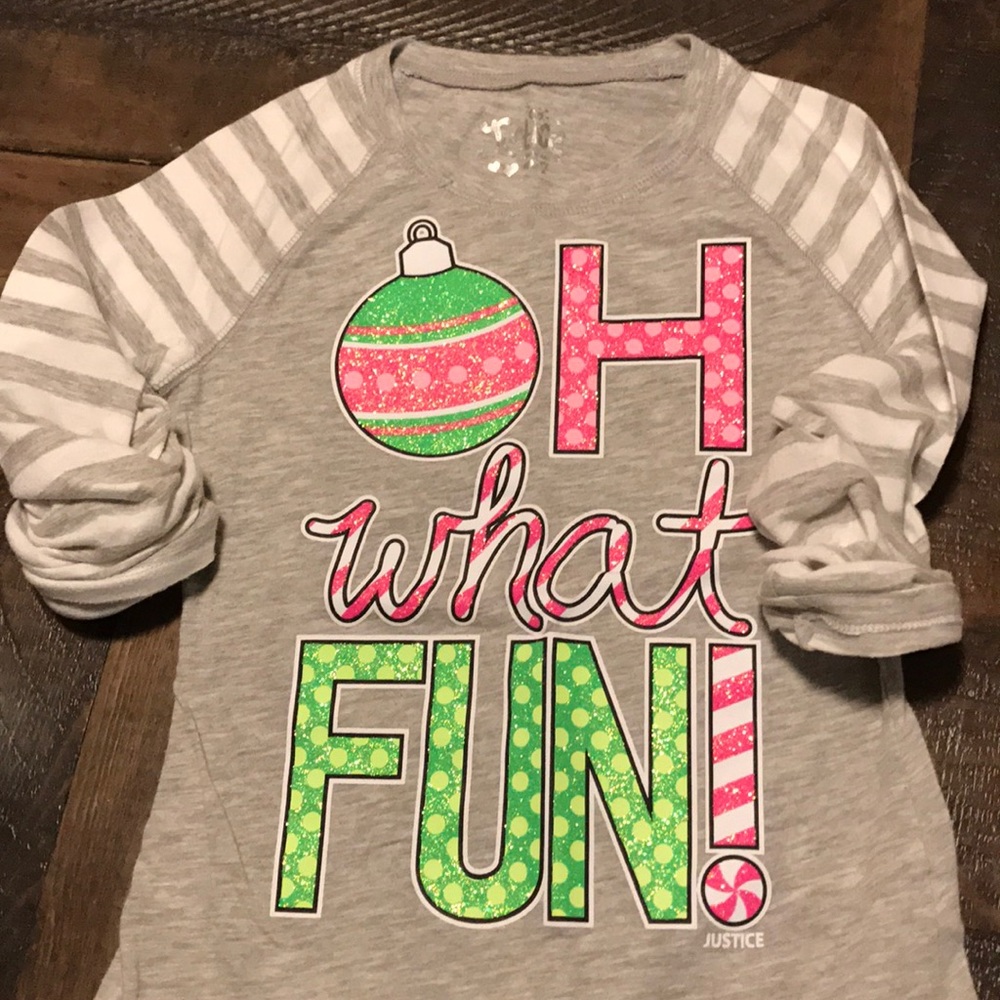 Justice Christmas long sleeve tee sz 7